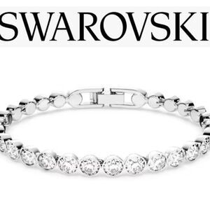 Swarovski 8" White Crystal Tennis Bracelet - Silver Rhodium Plated NIB